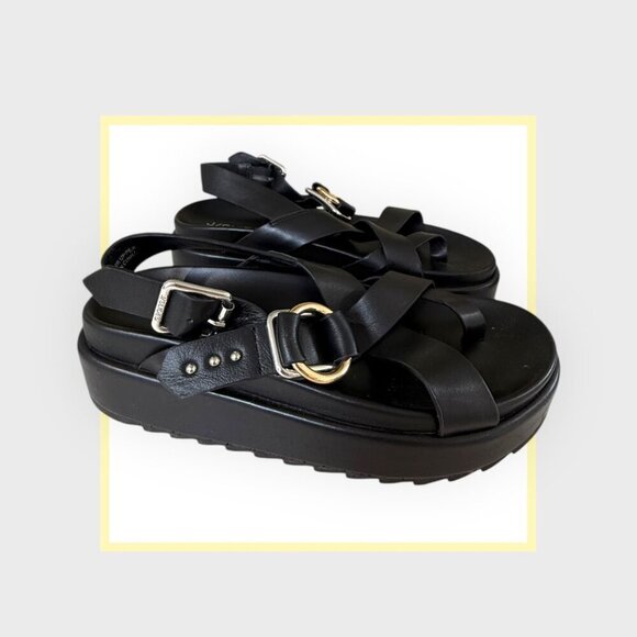 J Slide - Platform Sandal with Gold and Silver Buckle details. - Picture 1 of 5